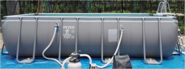 INTEX 24"灰色长方形管架水池套装-移动游泳池-室外游泳池